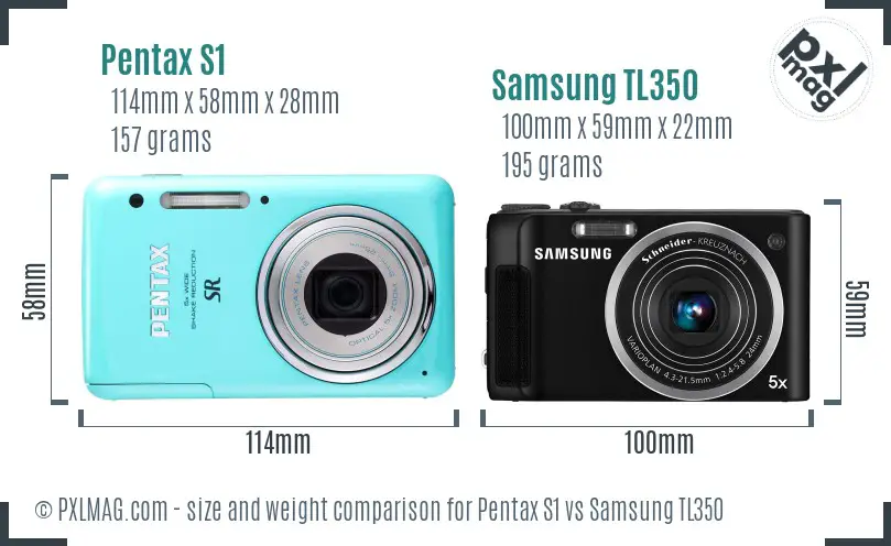 Pentax S1 vs Samsung TL350 size comparison Pentax S1 vs Samsung TL350 size comparison