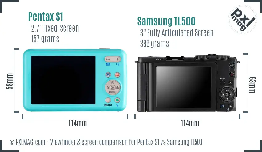 Pentax S1 vs Samsung TL500 Screen and Viewfinder comparison Pentax S1 vs Samsung TL500 Screen and Viewfinder comparison
