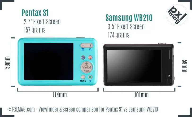 Pentax S1 vs Samsung WB210 Screen and Viewfinder comparison Pentax S1 vs Samsung WB210 Screen and Viewfinder comparison