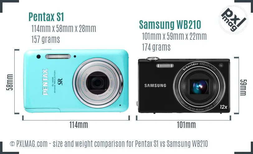 Pentax S1 vs Samsung WB210 size comparison Pentax S1 vs Samsung WB210 size comparison