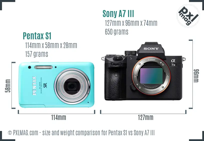 Pentax S1 vs Sony A7 III size comparison Pentax S1 vs Sony A7 III size comparison