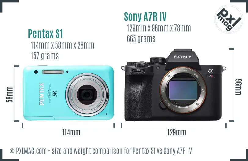 Pentax S1 vs Sony A7R IV size comparison Pentax S1 vs Sony A7R IV size comparison