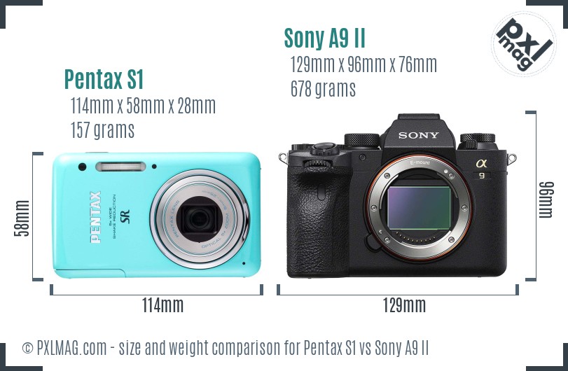 Pentax S1 vs Sony A9 II size comparison Pentax S1 vs Sony A9 II size comparison