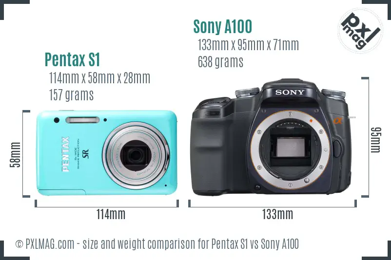 Pentax S1 and Sony A100 size comparison