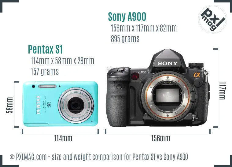Pentax S1 vs Sony A900 size comparison Pentax S1 vs Sony A900 size comparison