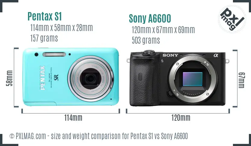 Pentax S1 vs Sony A6600 size comparison Pentax S1 vs Sony A6600 size comparison