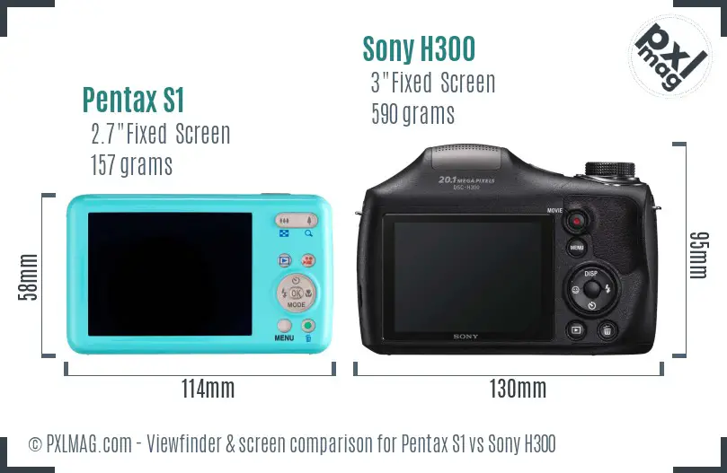 Pentax S1 vs Sony H300 Screen and Viewfinder comparison