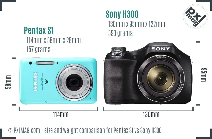 Pentax S1 vs Sony H300 size comparison