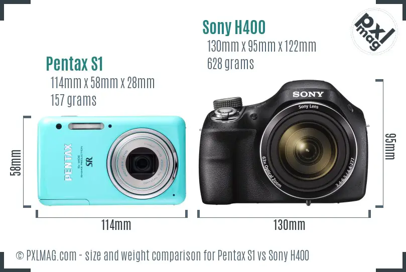 Pentax S1 vs Sony H400 size comparison
