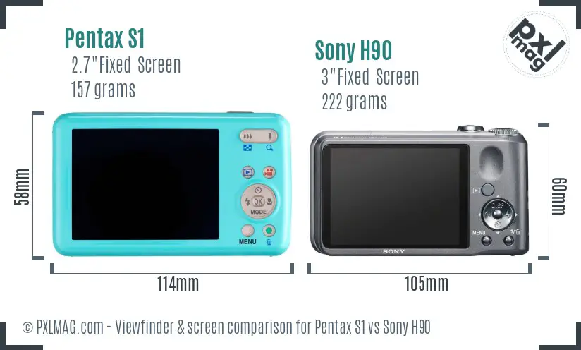 Pentax S1 vs Sony H90 Screen and Viewfinder comparison