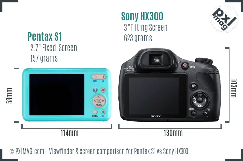 Pentax S1 vs Sony HX300 Screen and Viewfinder comparison Pentax S1 vs Sony HX300 Screen and Viewfinder comparison