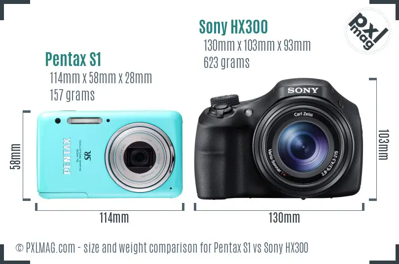 Pentax S1 vs Sony HX300 size comparison Pentax S1 vs Sony HX300 size comparison