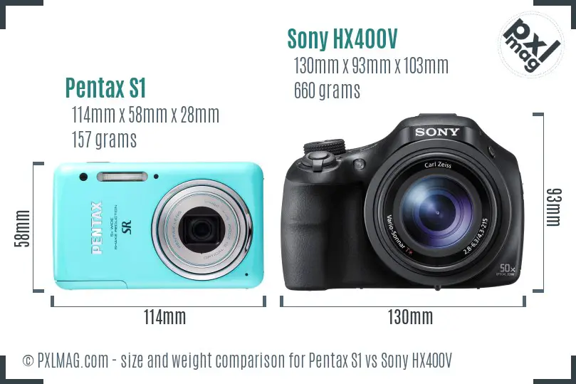 Pentax S1 vs Sony HX400V size comparison