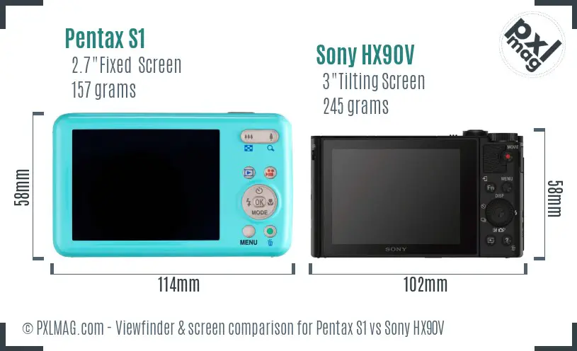 Pentax S1 vs Sony HX90V Screen and Viewfinder comparison