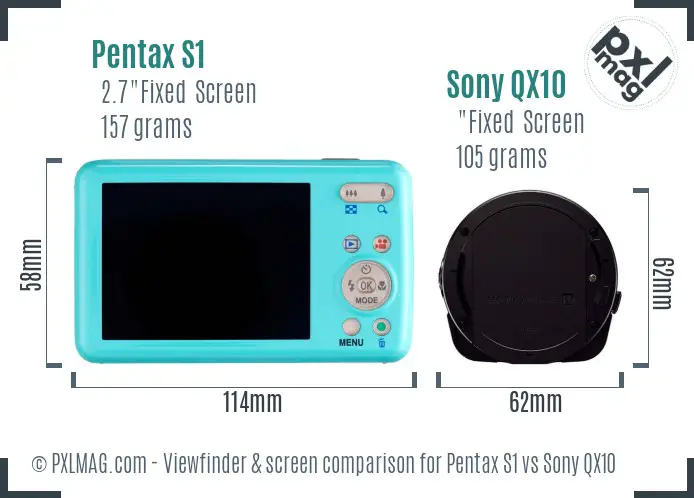 Pentax S1 vs Sony QX10 Screen and Viewfinder comparison Pentax S1 vs Sony QX10 Screen and Viewfinder comparison