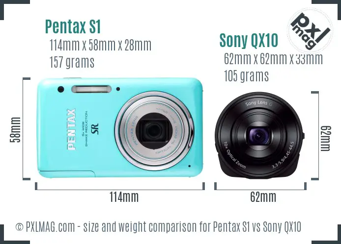 Pentax S1 vs Sony QX10 size comparison Pentax S1 vs Sony QX10 size comparison