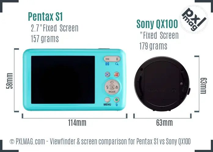 Pentax S1 vs Sony QX100 Screen and Viewfinder comparison Pentax S1 vs Sony QX100 Screen and Viewfinder comparison