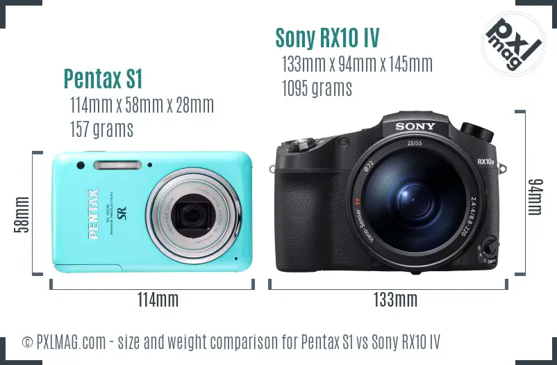 Pentax S1 vs Sony RX10 IV size comparison Pentax S1 vs Sony RX10 IV size comparison