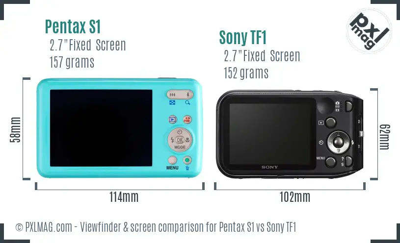 Pentax S1 vs Sony TF1 Screen and Viewfinder comparison