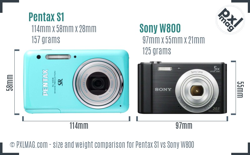 Pentax S1 vs Sony W800 size comparison Pentax S1 vs Sony W800 size comparison