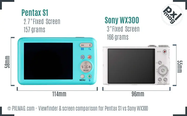 Pentax S1 vs Sony WX300 Screen and Viewfinder comparison