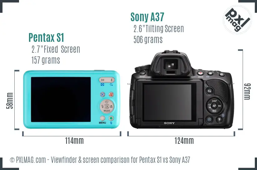 Pentax S1 vs Sony A37 Screen and Viewfinder comparison