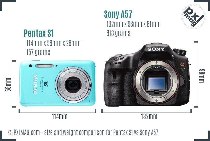 Pentax S1 vs Sony A57 size comparison Pentax S1 vs Sony A57 size comparison