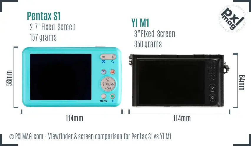 Pentax S1 vs YI M1 Screen and Viewfinder comparison