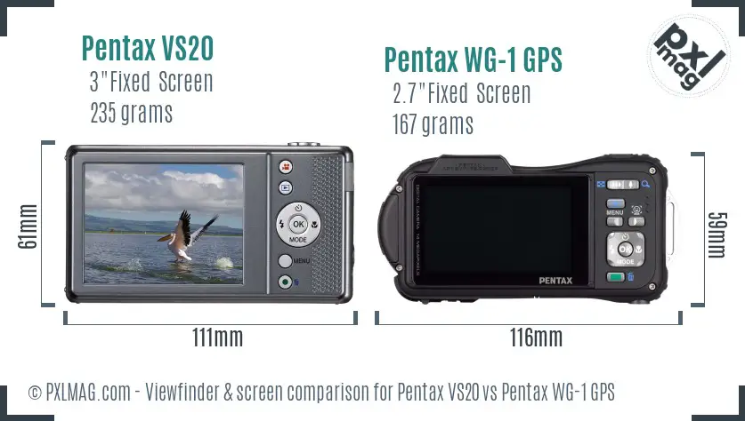 Pentax VS20 vs Pentax WG-1 GPS Screen and Viewfinder comparison