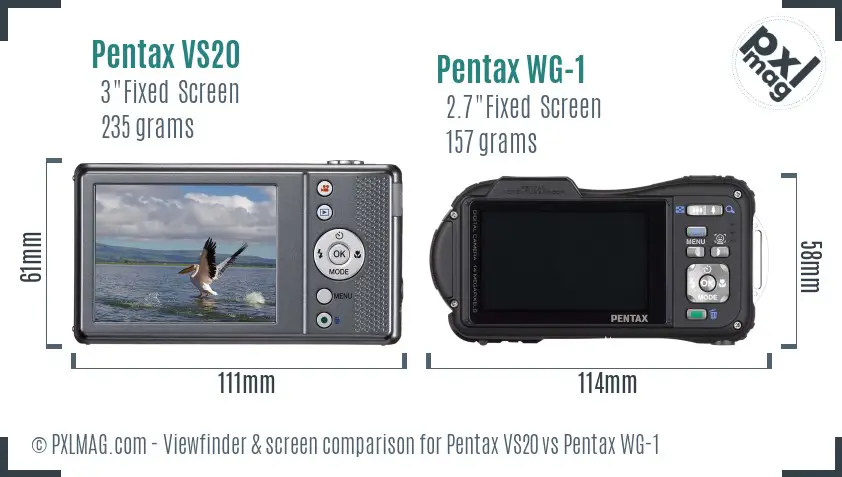 Pentax VS20 vs Pentax WG-1 Screen and Viewfinder comparison
