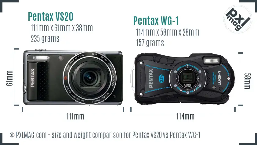 Pentax VS20 vs Pentax WG-1 size comparison