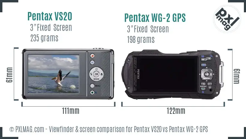 Pentax VS20 vs Pentax WG-2 GPS Screen and Viewfinder comparison