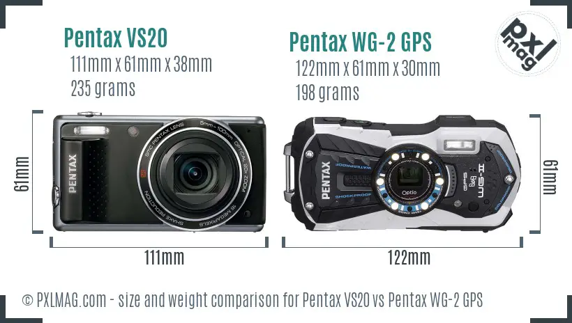 Pentax VS20 vs Pentax WG-2 GPS size comparison