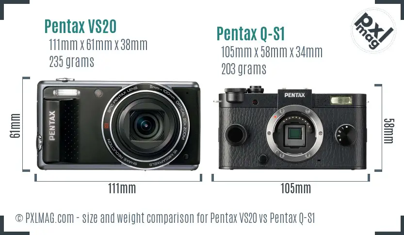Pentax VS20 vs Pentax Q-S1 size comparison