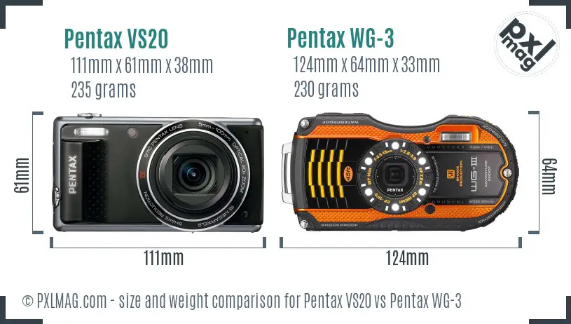 Pentax VS20 vs Pentax WG-3 size comparison