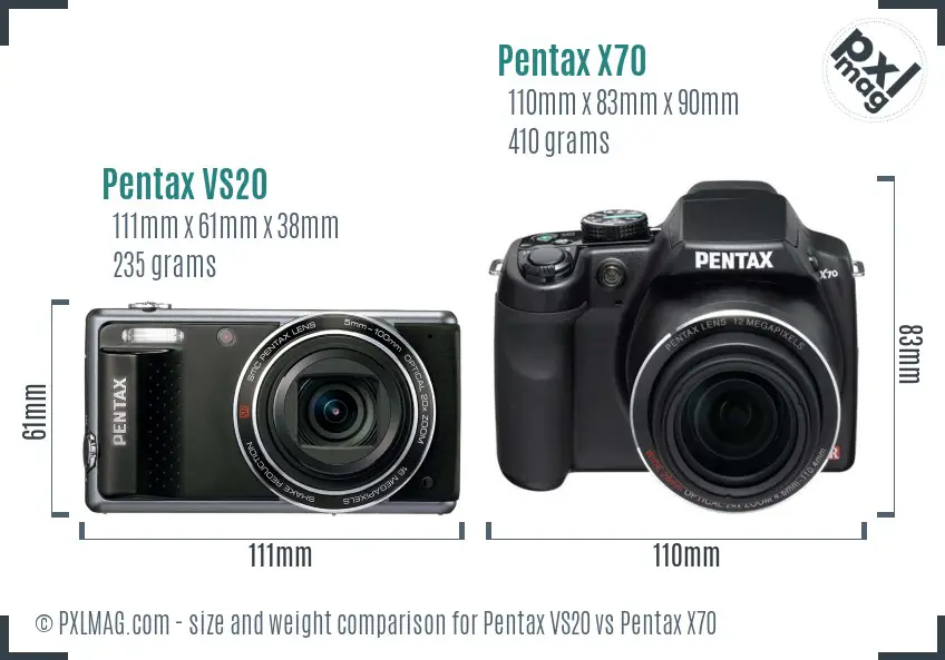 Pentax VS20 vs Pentax X70 size comparison Pentax VS20 vs Pentax X70 size comparison