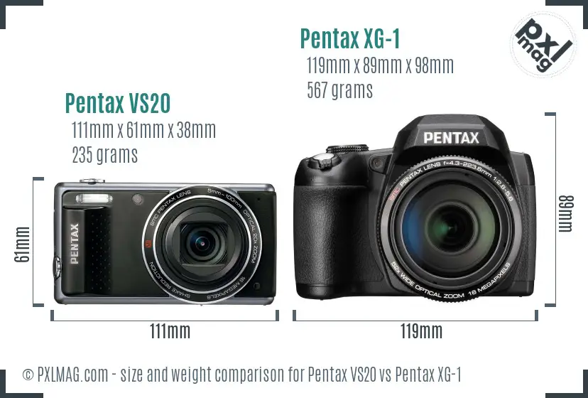 Pentax VS20 vs Pentax XG-1 size comparison Pentax VS20 vs Pentax XG-1 size comparison