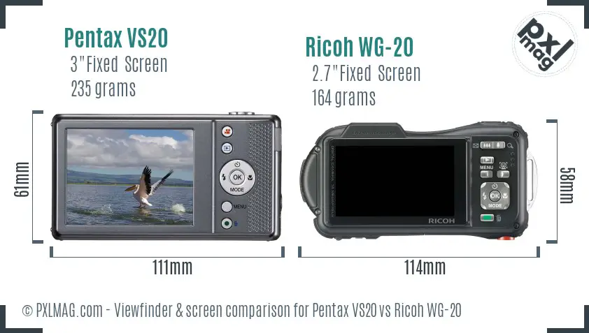 Pentax VS20 vs Ricoh WG-20 Screen and Viewfinder comparison