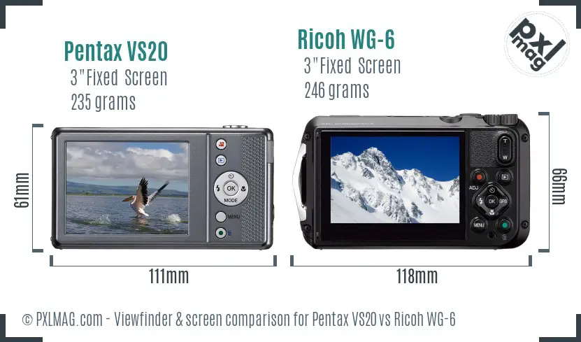 Pentax VS20 vs Ricoh WG-6 Screen and Viewfinder comparison