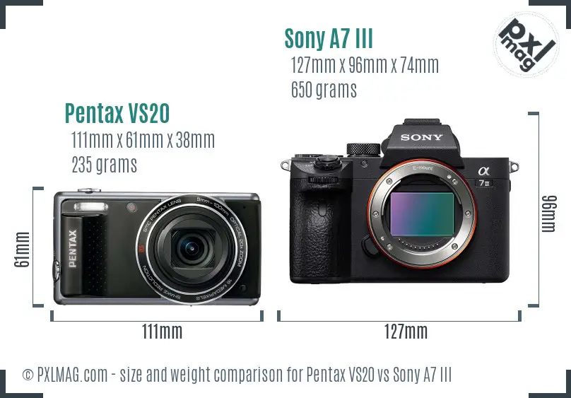 Pentax VS20 vs Sony A7 III size comparison Pentax VS20 vs Sony A7 III size comparison