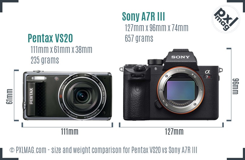 Pentax VS20 vs Sony A7R III size comparison Pentax VS20 vs Sony A7R III size comparison