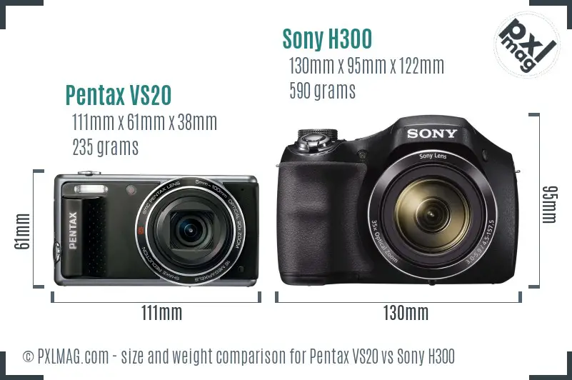 Pentax VS20 vs Sony H300 size comparison