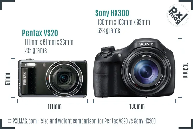 Pentax VS20 vs Sony HX300 size comparison