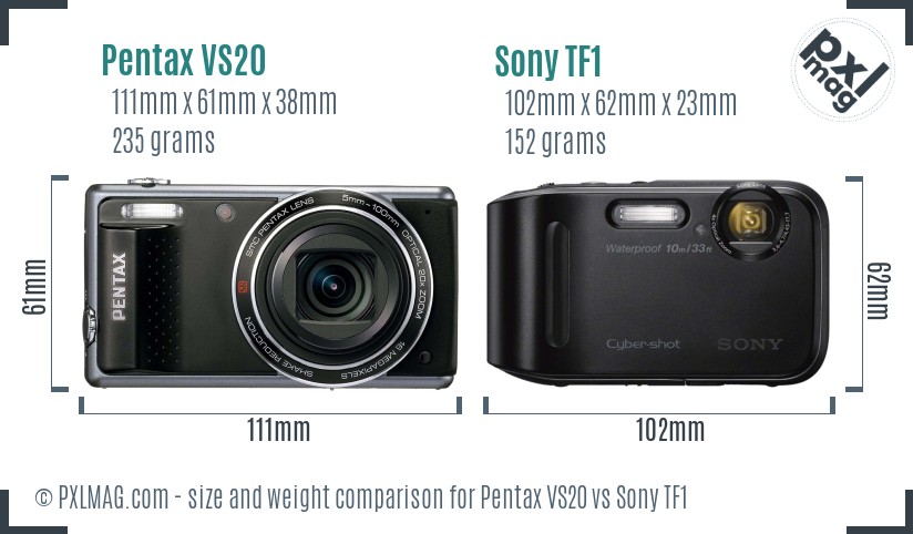 Pentax VS20 vs Sony TF1 size comparison Pentax VS20 vs Sony TF1 size comparison