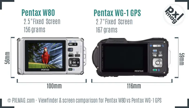 Pentax W80 vs Pentax WG-1 GPS Screen and Viewfinder comparison
