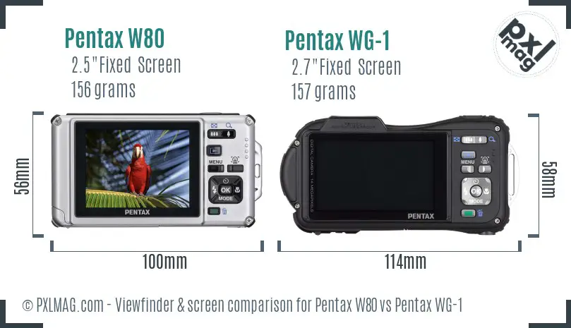 Pentax W80 vs Pentax WG-1 Screen and Viewfinder comparison