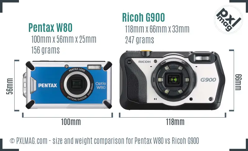 Pentax W80 vs Ricoh G900 size comparison Pentax W80 vs Ricoh G900 size comparison