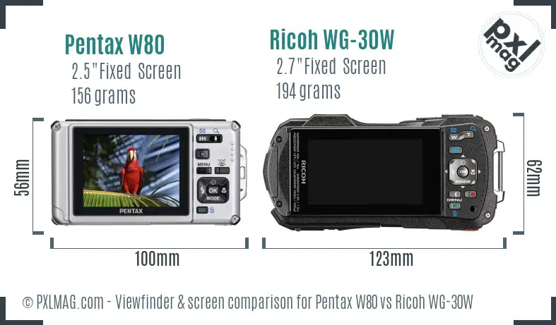 Pentax W80 vs Ricoh WG-30W Screen and Viewfinder comparison Pentax W80 vs Ricoh WG-30W Screen and Viewfinder comparison
