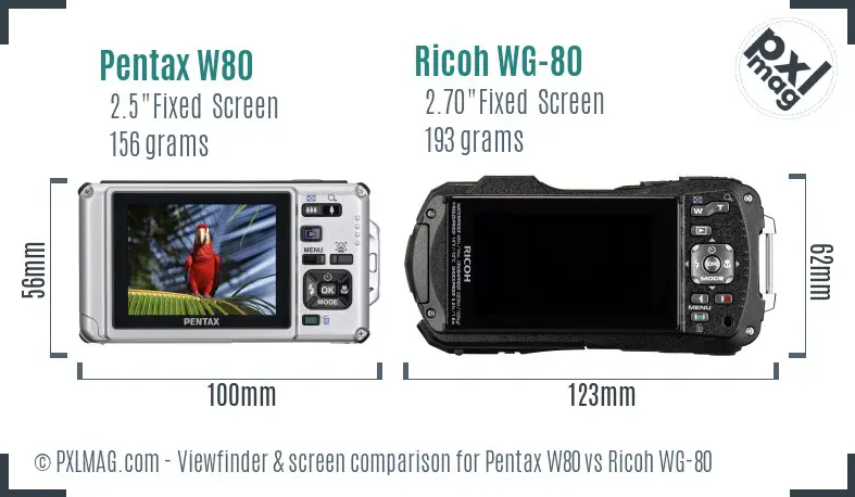 Pentax W80 vs Ricoh WG-80 Screen and Viewfinder comparison