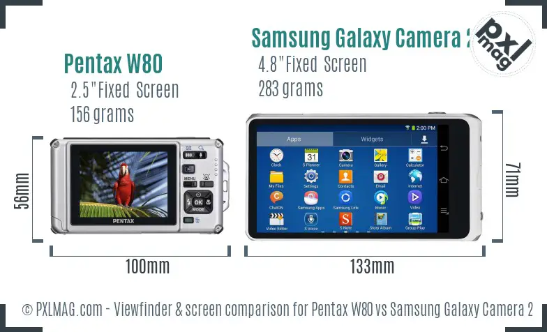 Pentax W80 vs Samsung Galaxy Camera 2 Screen and Viewfinder comparison